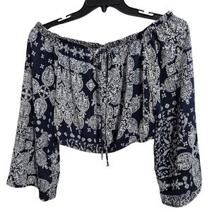 Altar’d State Blue Floral Long Sleeve Blouse